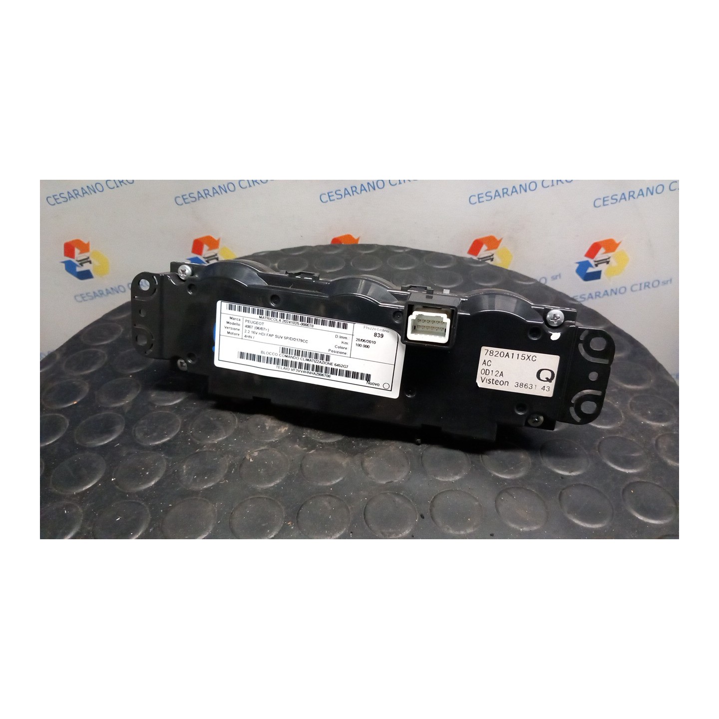 BLOCCO COMANDO CLIMATIZZAZIONE 078 PEUGEOT 4007 (06/07-) 4HN 6452G7