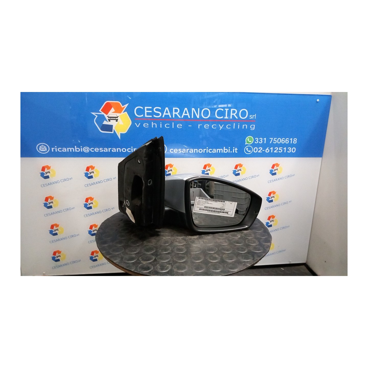 RETROVISORE EST. REGOLAZ. ELETTR. PRODOTTO A PAMPLONA; UITENHAGE DX. 072 VOLKSWAGEN POLO (6R) (05/09-10/14) CAY 6R1857508Q9B9