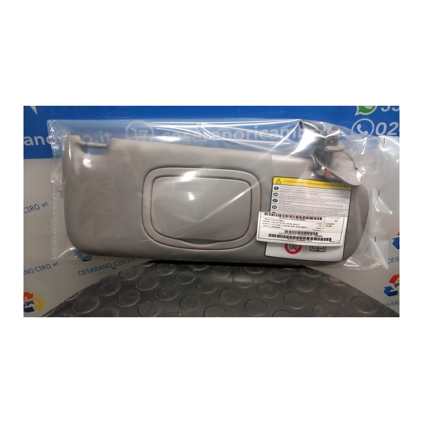 ALETTA PARASOLE PARABREZZA DX. 052 ALFA ROMEO GIULIETTA (X7) (03/10-10/13) 940A5000 156094658
