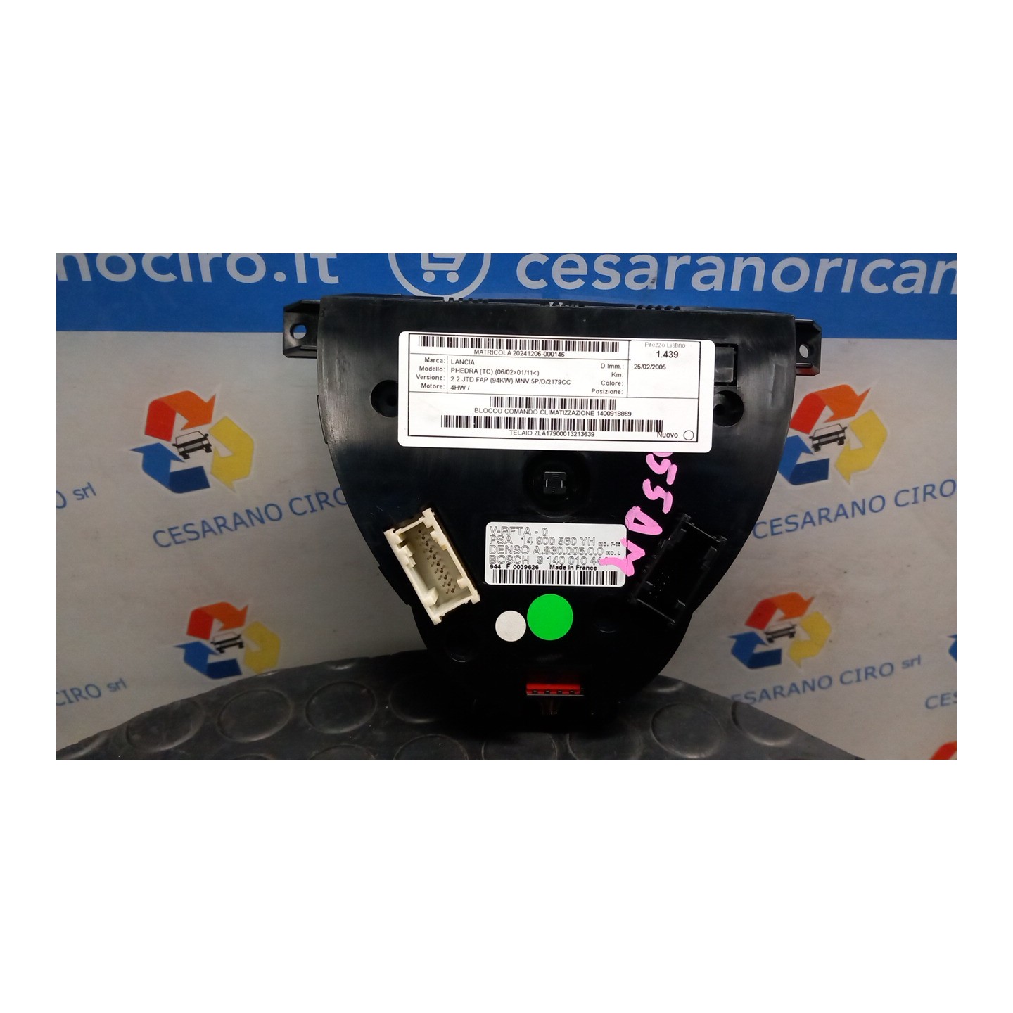 BLOCCO COMANDO CLIMATIZZAZIONE 146 LANCIA PHEDRA (TC) (06/02-01/11) 4HW 1400918869