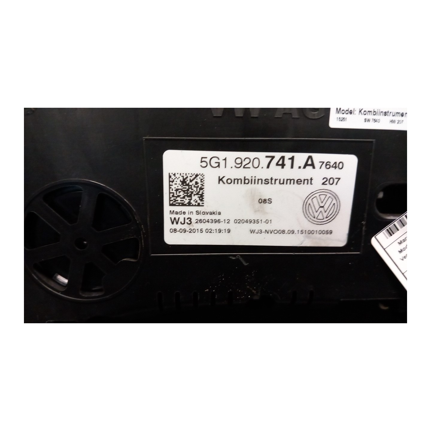 QUADRO STRUMENTI COMPL. PR-9S2/9S3 131 VOLKSWAGEN GOLF (10/12-) CXX 5G0920851A