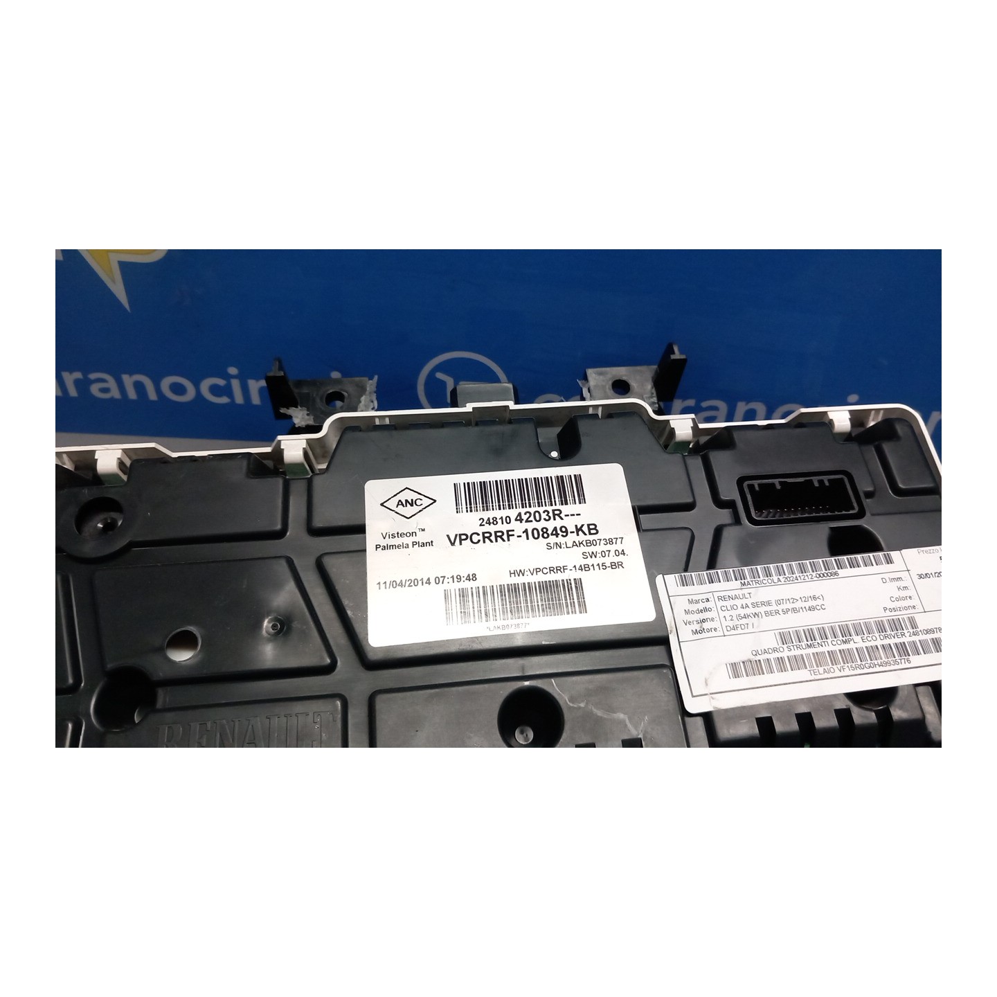 QUADRO STRUMENTI COMPL. ECO DRIVER 086 RENAULT CLIO 4A SERIE (07/12-12/16) D4FD7 248108978R