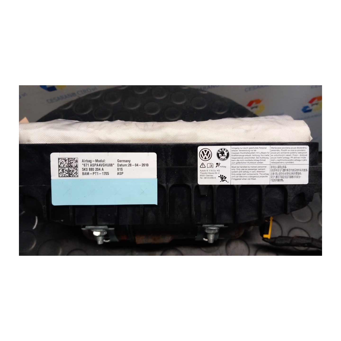 DISPOSITIVO AIRBAG LATO PASSEGGERO 067 VOLKSWAGEN GOLF (5K/AJ) (09/08-) CBZ 5K0880204A