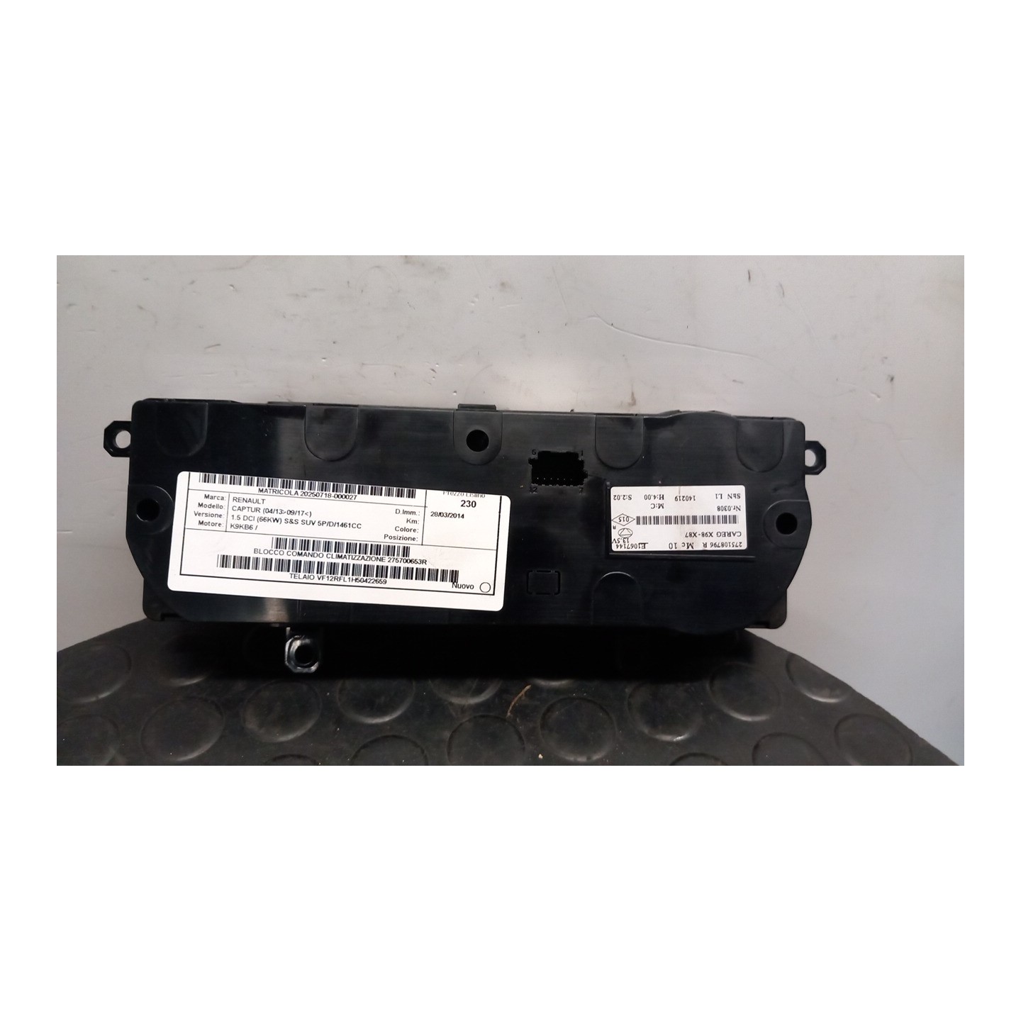 BLOCCO COMANDO CLIMATIZZAZIONE 027 RENAULT CAPTUR (04/13-09/17) K9KB6 275700653R