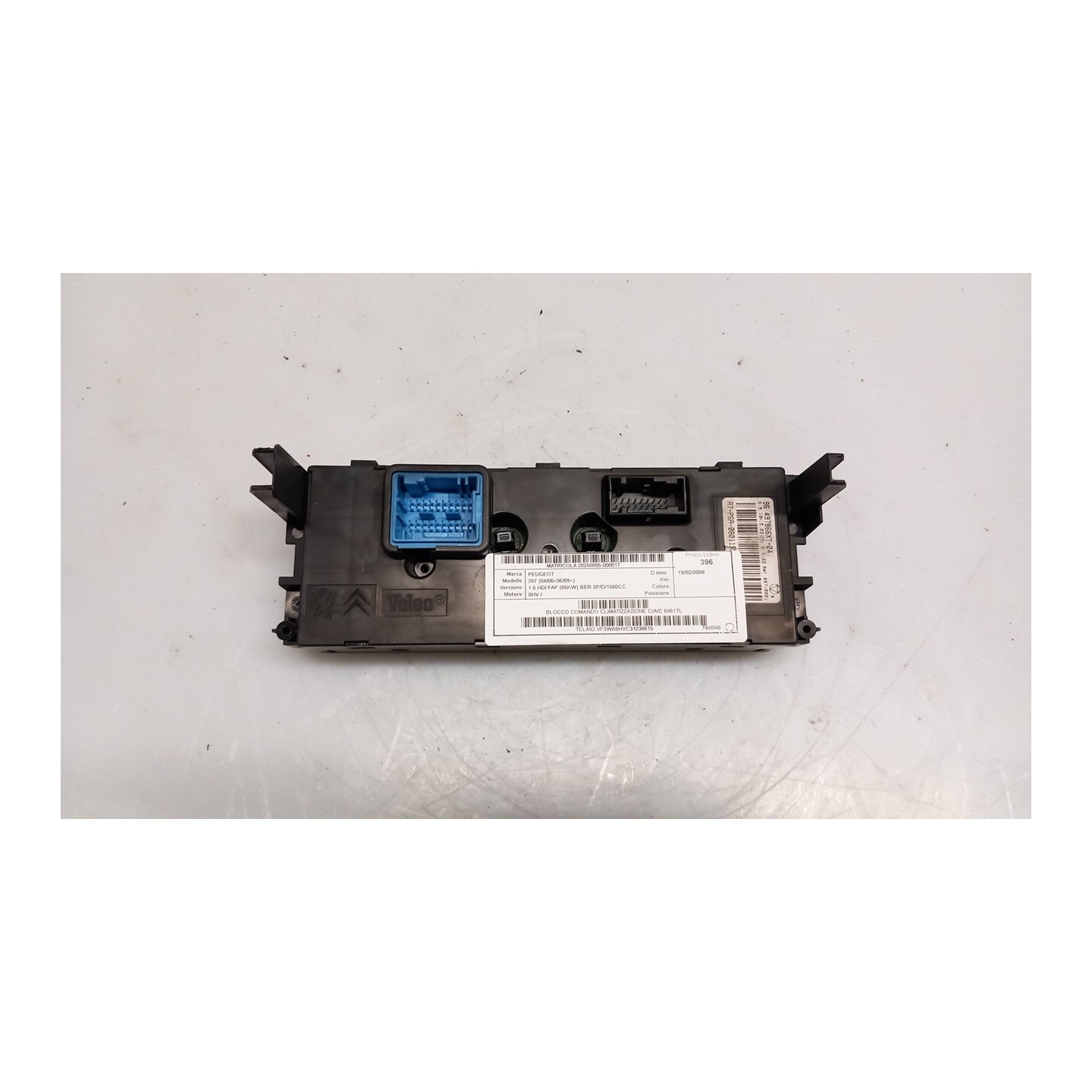 BLOCCO COMANDO CLIMATIZZAZIONE C/A/C 017 PEUGEOT 207 (04/06-06/09) 9HV 6451TL