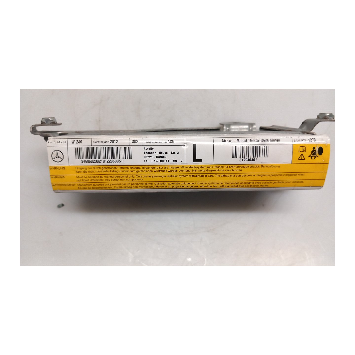 DISPOSITIVO AIRBAG LAT. POST. SX. 170 MERCEDES-BENZ CLASSE B (T246) (09/11-06/19) 270910 A2468602302