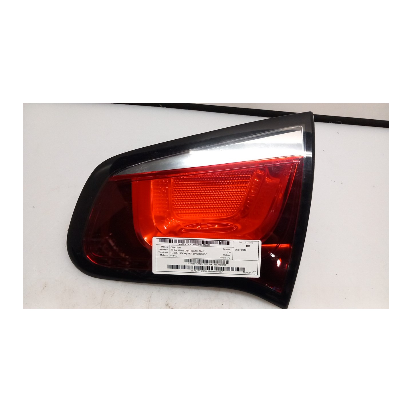 CATARIFRANGENTE DX. 072 CITROEN C3 2A SERIE (A51) (03/13-06/17 8H01 9803934280