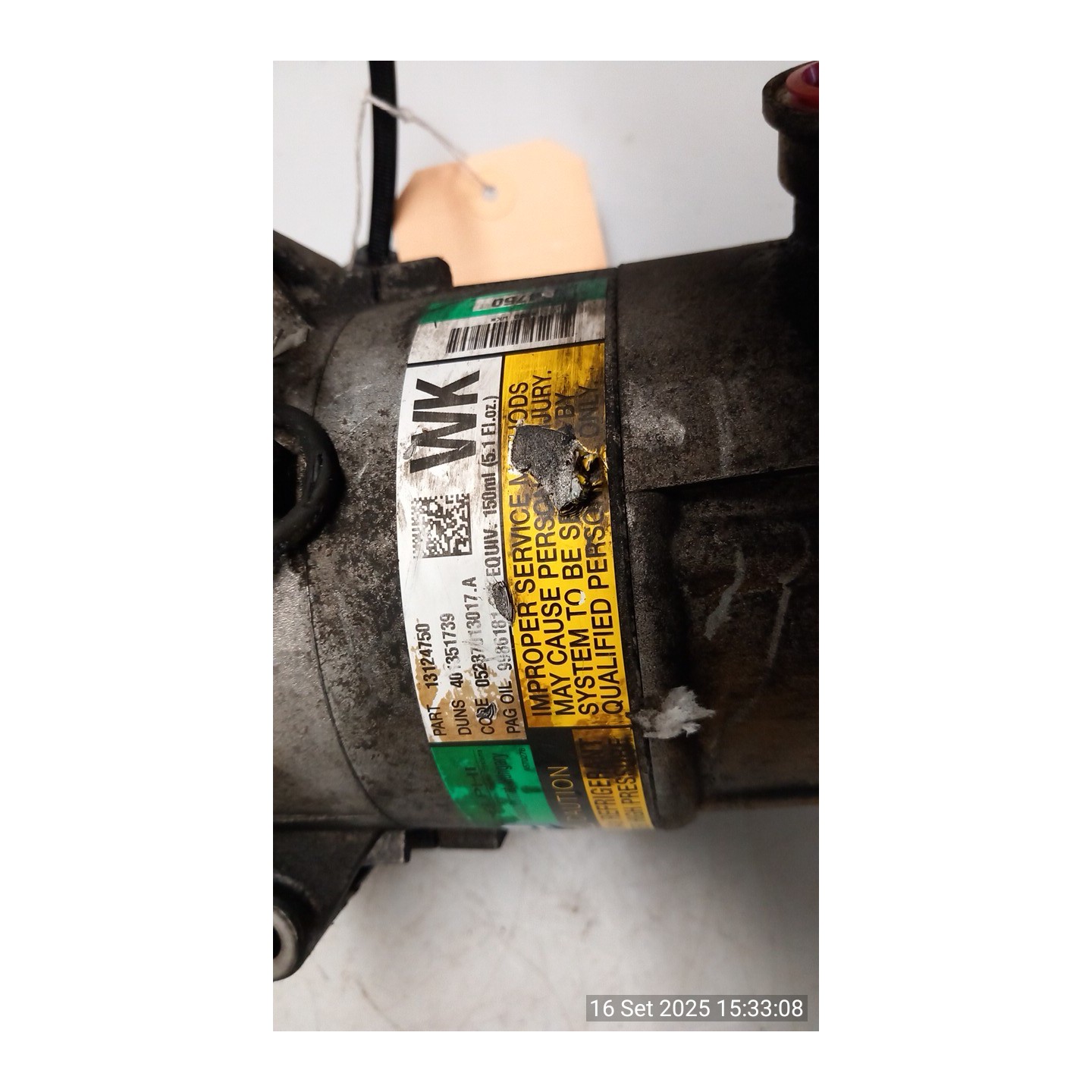 COMPRESSORE A/C 034 OPEL ZAFIRA (A05) (06/05-) Z18XER 93168625