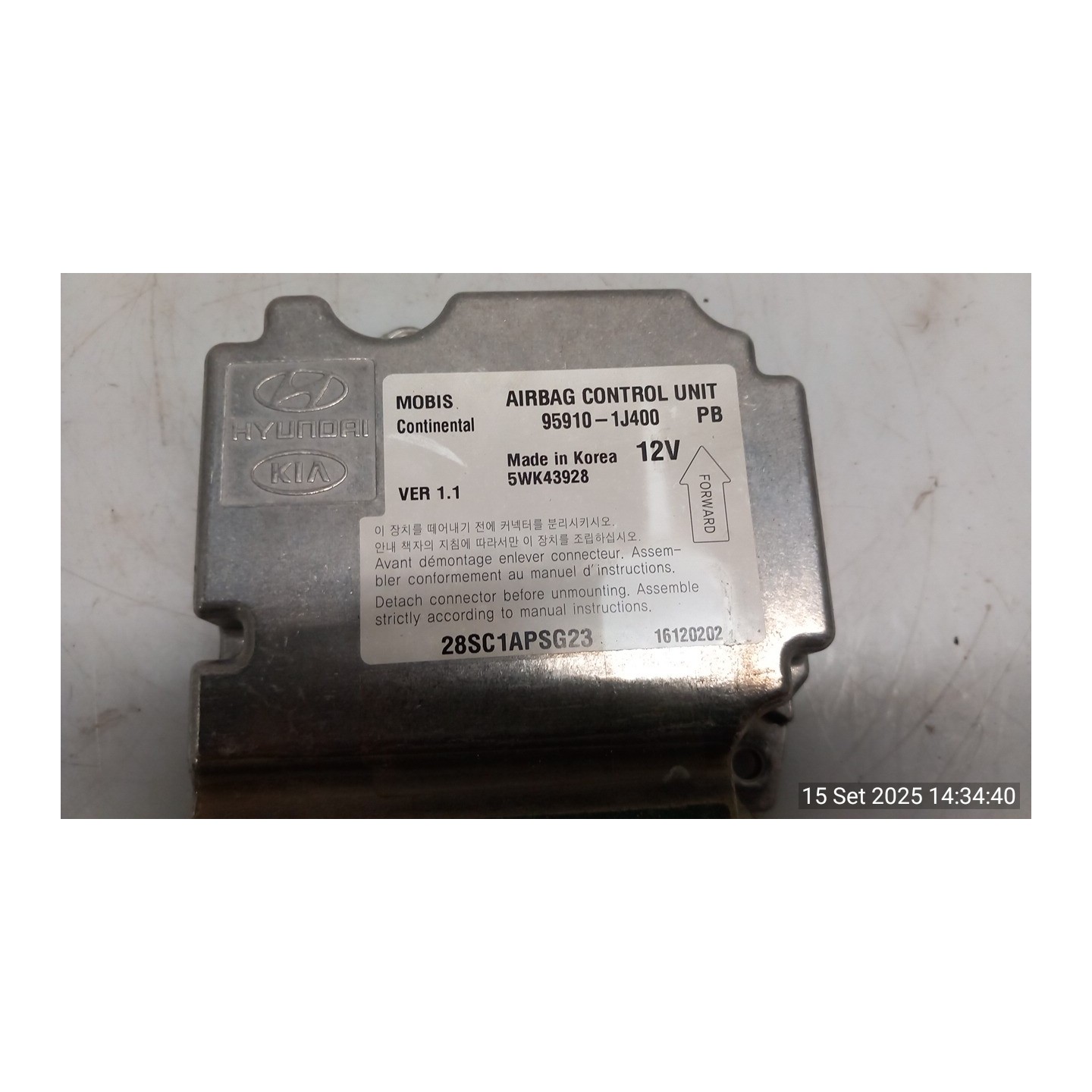 CENTRALINA COMANDO AIRBAG 077 HYUNDAI I20 (05/12-) D3FA 959101J000