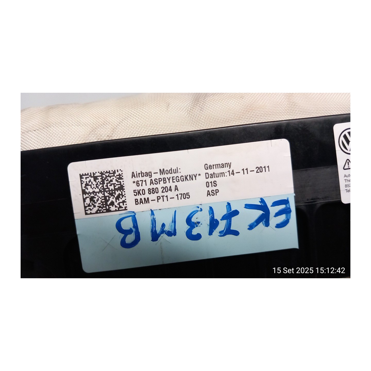 DISPOSITIVO AIRBAG LATO PASSEGGERO 087 VOLKSWAGEN TIGUAN (5N2) (06/11-10/16) CFF 5K0880204A
