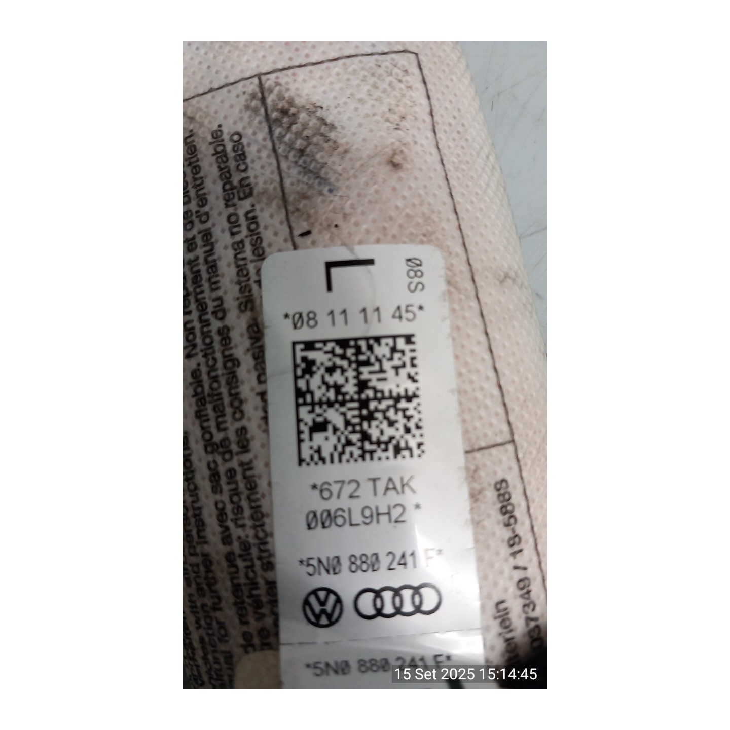 DISPOSITIVO AIRBAG LAT. SX. 094 VOLKSWAGEN TIGUAN (5N2) (06/11-10/16) CFF 5N0880241F
