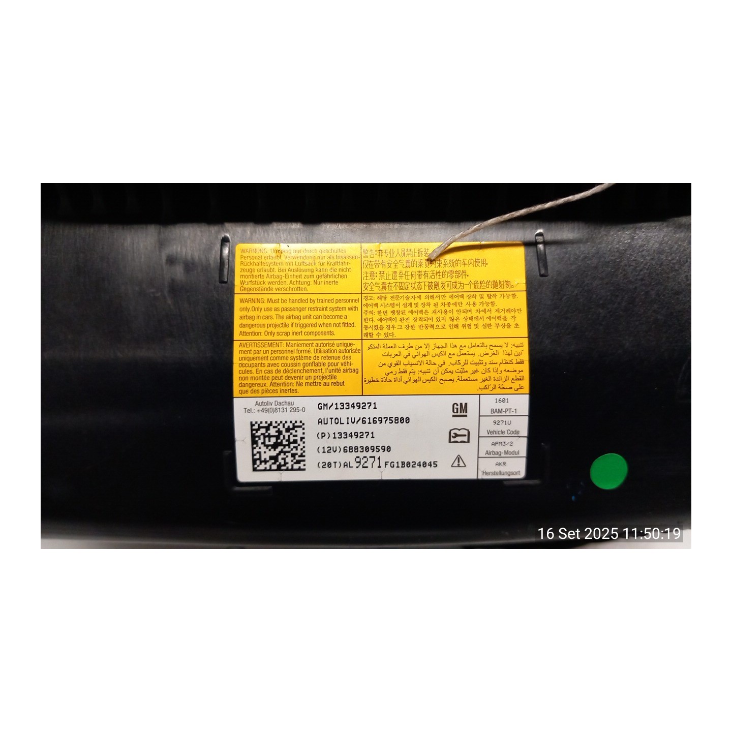 DISPOSITIVO AIRBAG LATO PASSEGGERO 165 CHEVROLET (DAEWOO) ORLANDO (J309) (11/10-) Z20D1 13381061