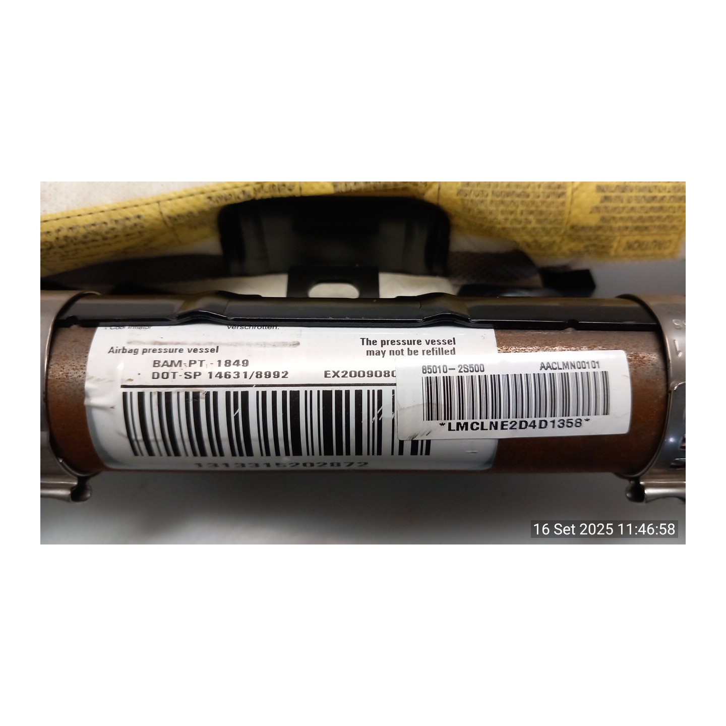 DISPOSITIVO AIRBAG A TENDINA SX. 040 HYUNDAI IX35 (02/10-12/15) D4FD 850102S500