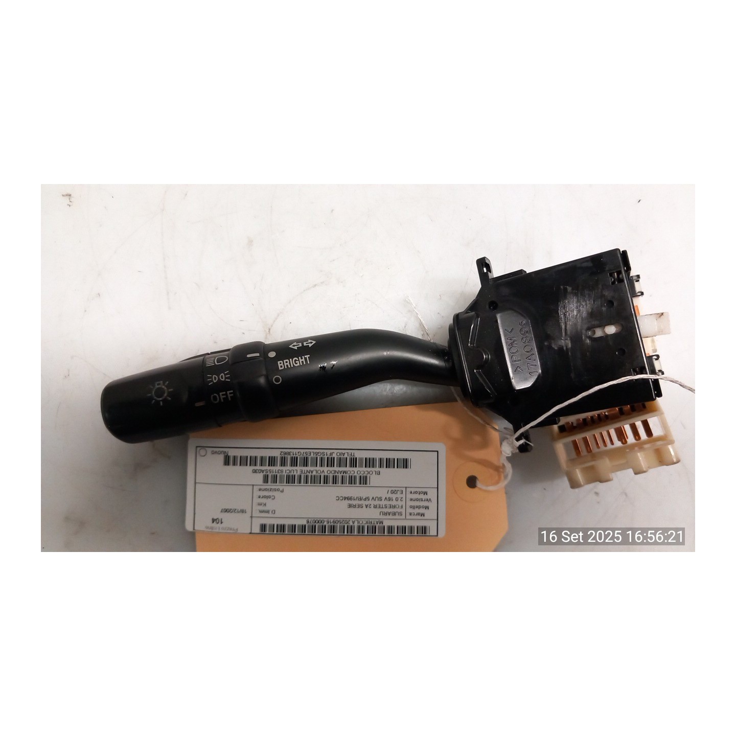 BLOCCO COMANDO VOLANTE LUCI 076 SUBARU FORESTER 2A SERIE (10/02-04/08 EJ20 83115SA030