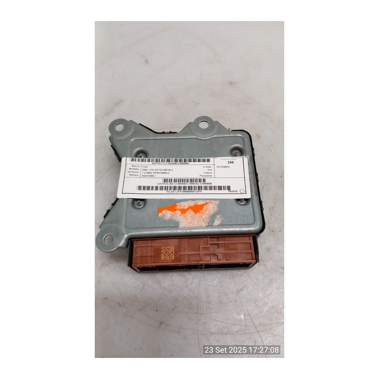 CENTRALINA COMANDO AIRBAG 004 FIAT 500L (73) (07/12-06/18) 843A1000 51969090