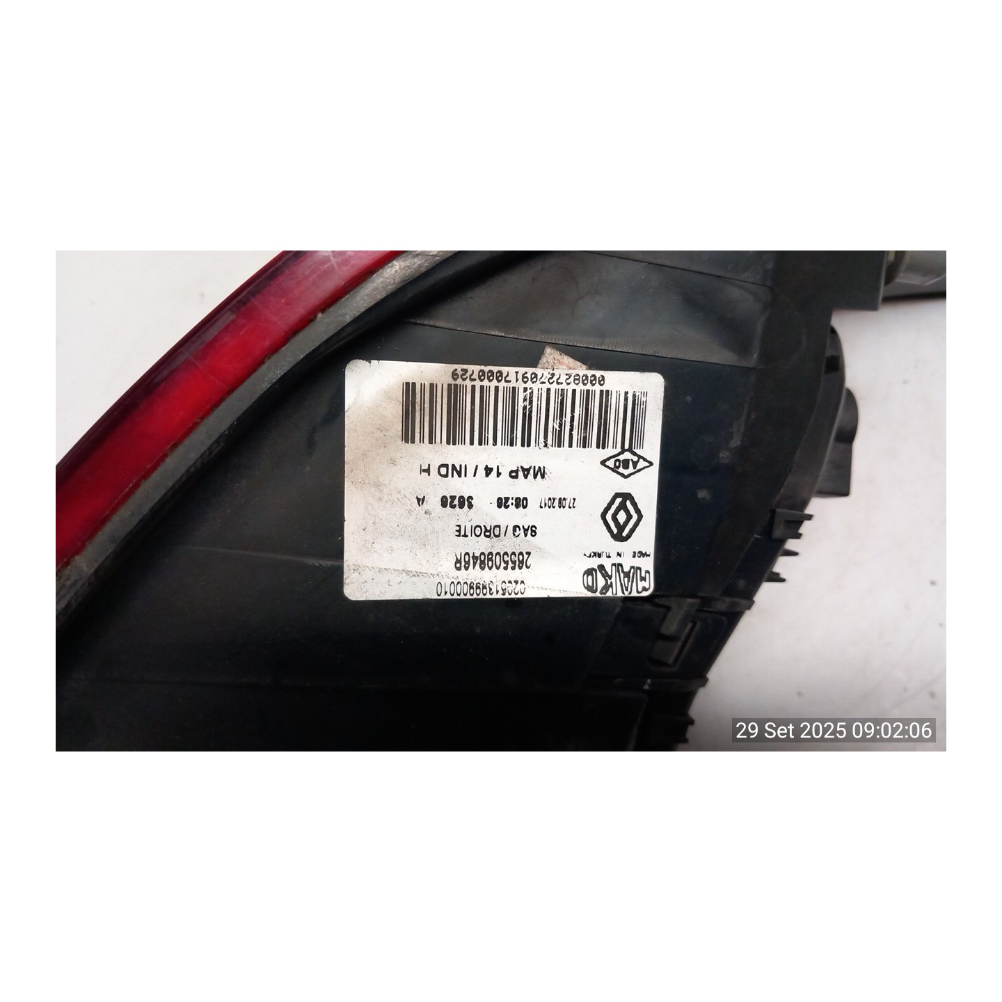 FANALE POST. PARTE EST. DX. 088 RENAULT CLIO 4A SERIE (06/16-12/2019) H4BB4 265509846R