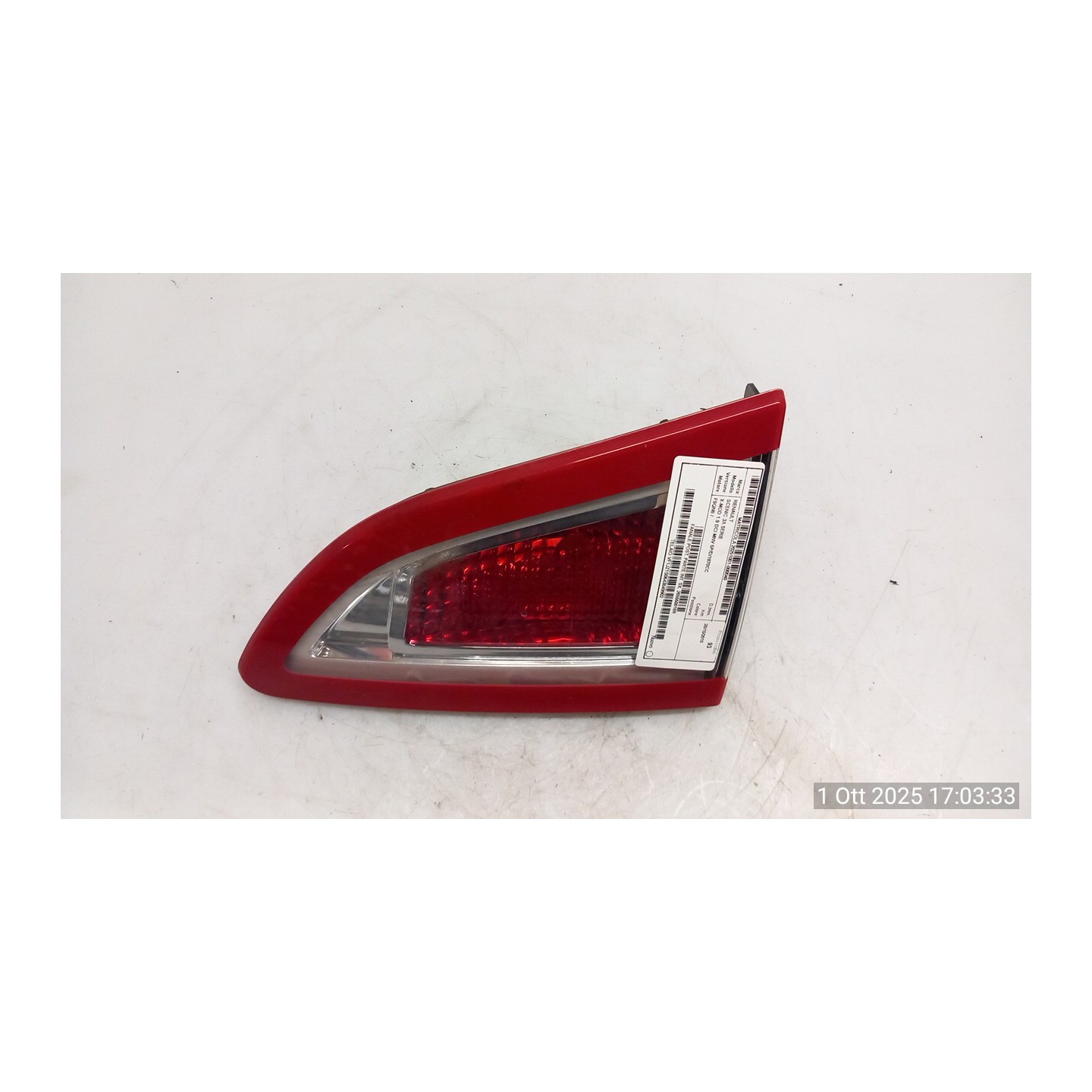 FANALE POST. PARTE INT. SX. 040 RENAULT SCENIC 3A SERIE (04/09-10/13) F9QN8 265550018R