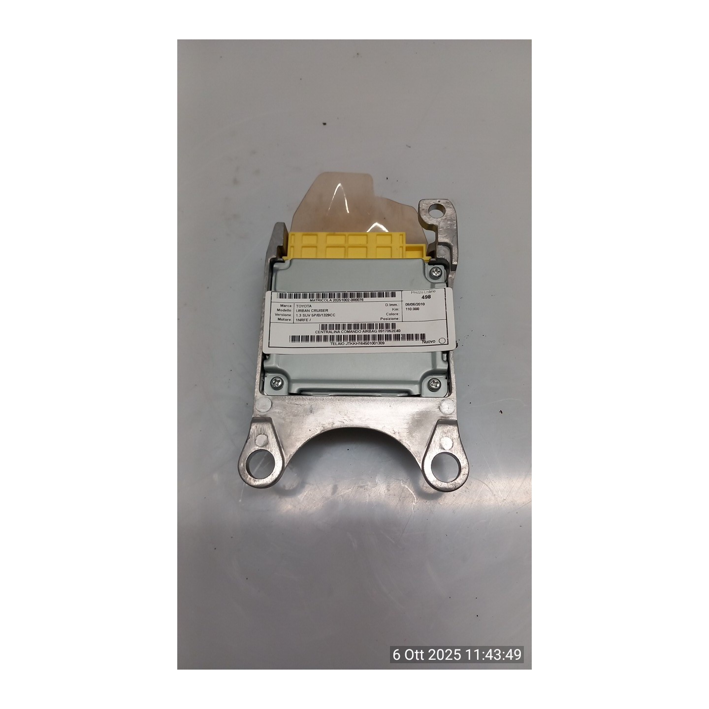 CENTRALINA COMANDO AIRBAG 076 TOYOTA URBAN CRUISER (04/09-02/14) 1NRFE 8917052E40