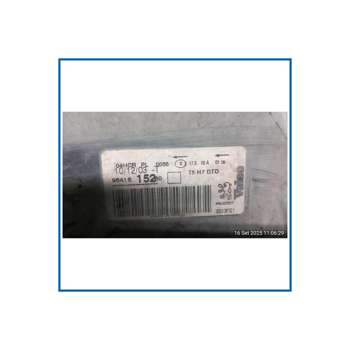 PROIETTORE S/FENDINEBBIA VALEO DX. PEUGEOT 307 (04/01>12/06